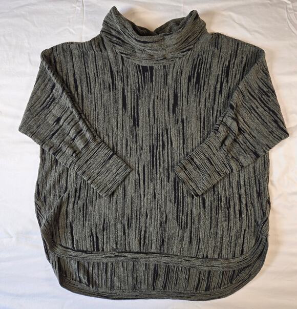 NIC+ZOE Sweaters - NIC+ZOE Sweater Femme 2X Light Sage Green and Black Slub Knit Cowl Neck